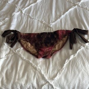 Pinkish and Brown Bikini Bottom with Side Ties